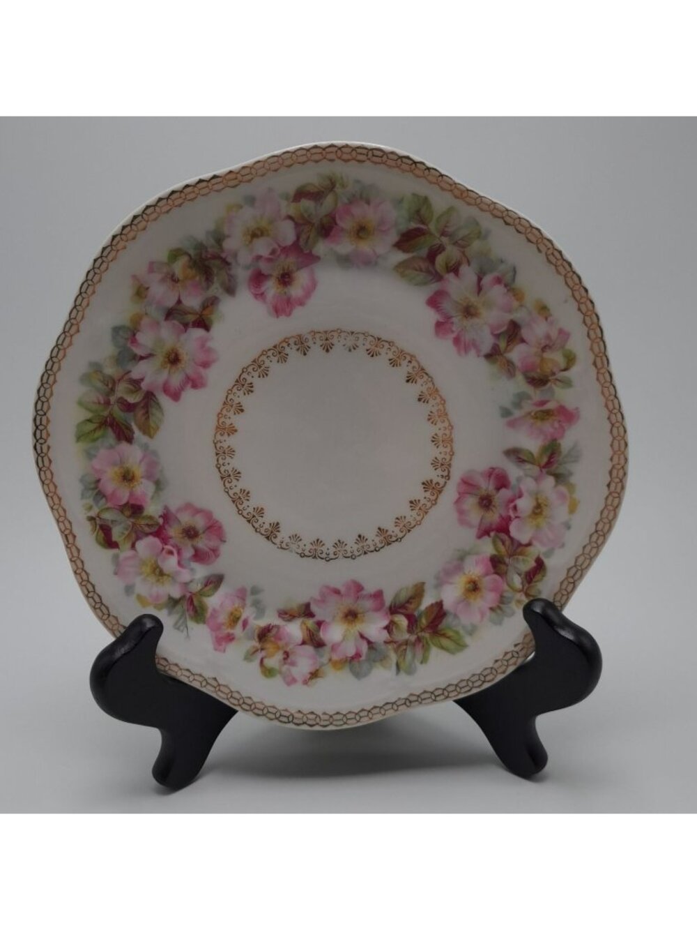 Z S Co Bavaria Mignon Pink Rose Plate 7.5" Gold Trim Porcelain Floral